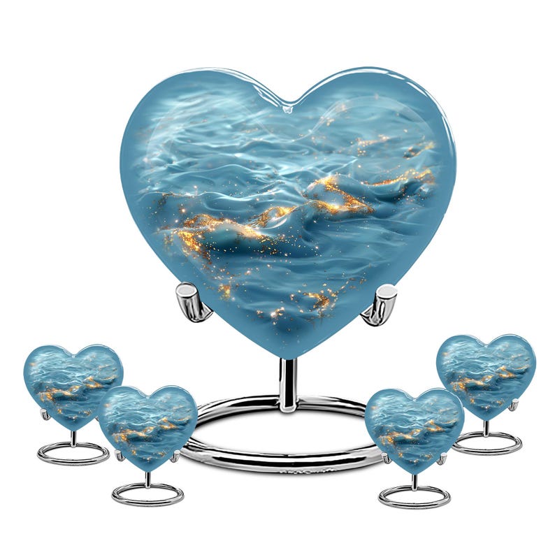 Urnas Blue Ocean para cenizas humanas, urna de cremación para adultos, urna conmemorativa para cenizas Combo 10" & 3" KP 4