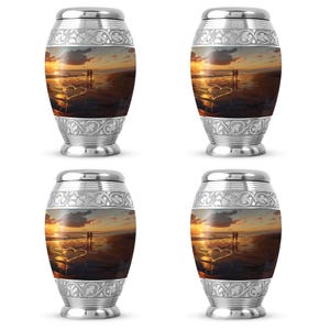 Sunset Beach Urn for Human Ashes, Funeral Urns for Adult, Cremation Urn for Ash, Memorial Urns for Human Ash 3" keepsake Set of 4