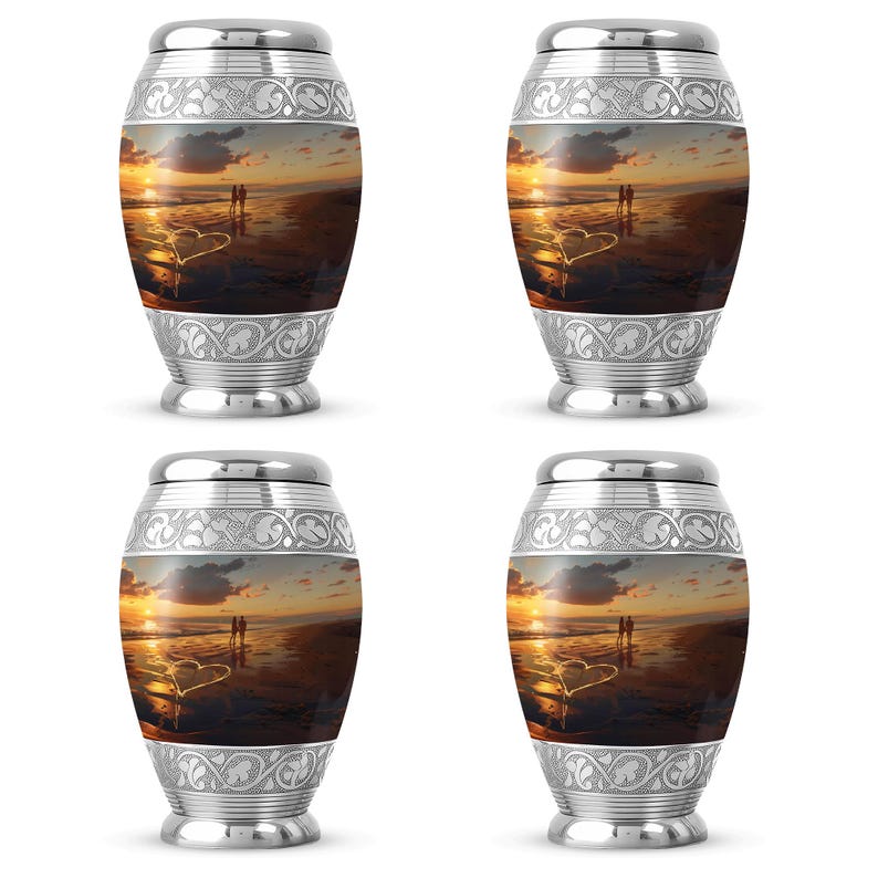 Sunset Beach Urn for Human Ashes, Funeral Urns for Adult, Cremation Urn for Ash, Memorial Urns for Human Ash 3" keepsake Set of 4
