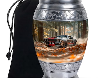 Classic Car Collector's Cremation Urn - 10" Adult Memorial Urn with Customizable Option Vintage 3" Keepsake Decorative Funeral Adult Urns