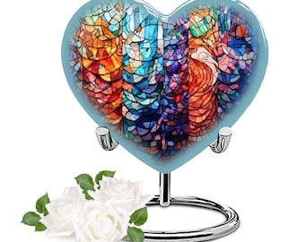 Colorful Stained Glass Urn for Ashes, Memorial Keepsake Urns for Human Ashes, Decorative Urn for Adults
