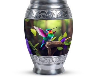 Vibrant Hummingbird Cremation Urn for Adult Human Ashes Male & Female Decorative Memorial Urn with 200 cubic inch Capacity Modern Ash Holder