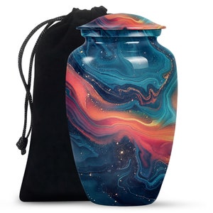 Abstract Vibrant Colorful Swirl Design Large Urn, Cremation Urn for Human Ashes, Small Urn for Human Ashes, Unique Decorative Funeral Urn
