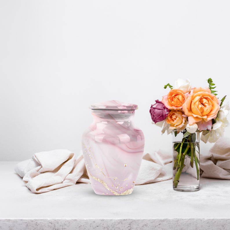 Pink Marble Urns for Human Ashes, Decorative Urns, Large Urn for Adults, Burial Urns for Human Ash image 5