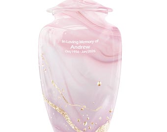 Pink Marble Urns for Human Ashes, Decorative Urns, Large Urn for Adults, Burial Urns for Human Ash