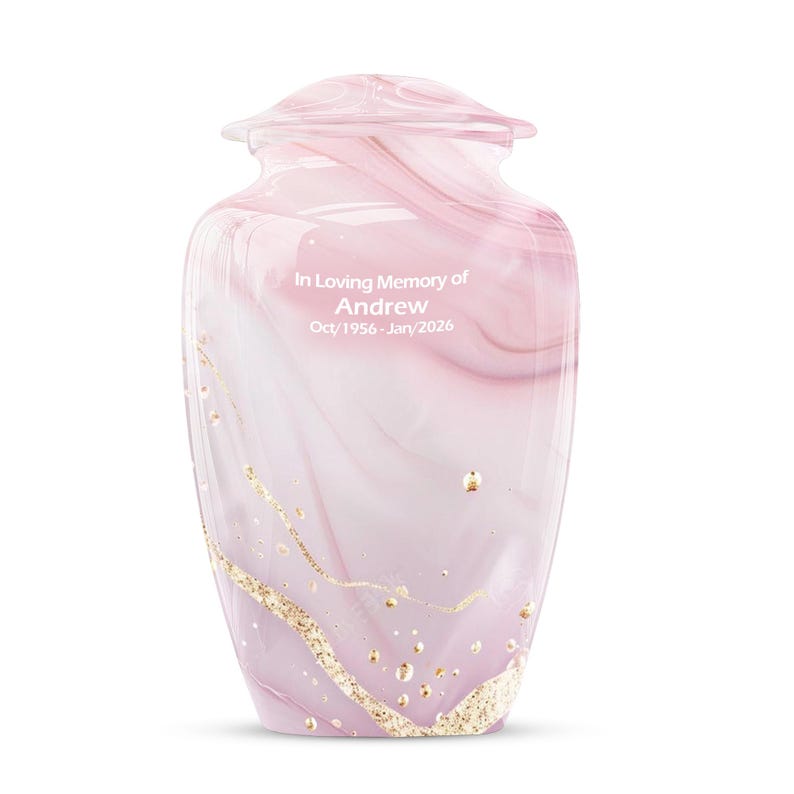 Pink Marble Urns for Human Ashes, Decorative Urns, Large Urn for Adults, Burial Urns for Human Ash image 1