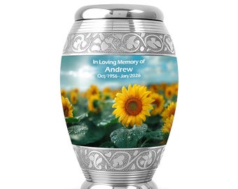 Sunflower Cremation Urn for Ashes, Decorative Urn for Adults, Funeral Burial Urns for Human Ashes