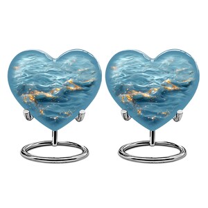 Urnas Blue Ocean para cenizas humanas, urna de cremación para adultos, urna conmemorativa para cenizas 3" keepsake Set of 2