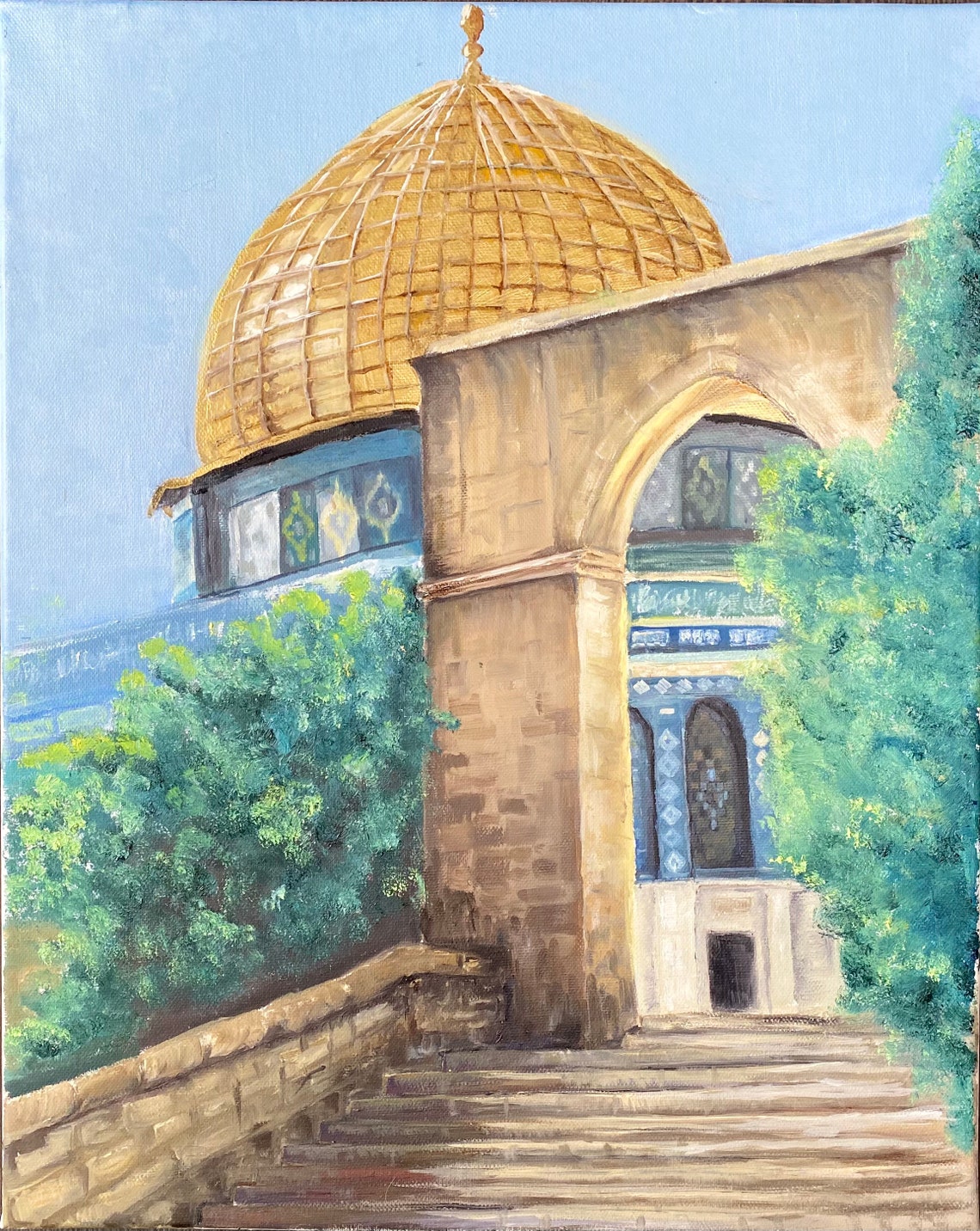 Oil painting Palestine Aqsa Art Dome of the Rock Palestine Etsy
