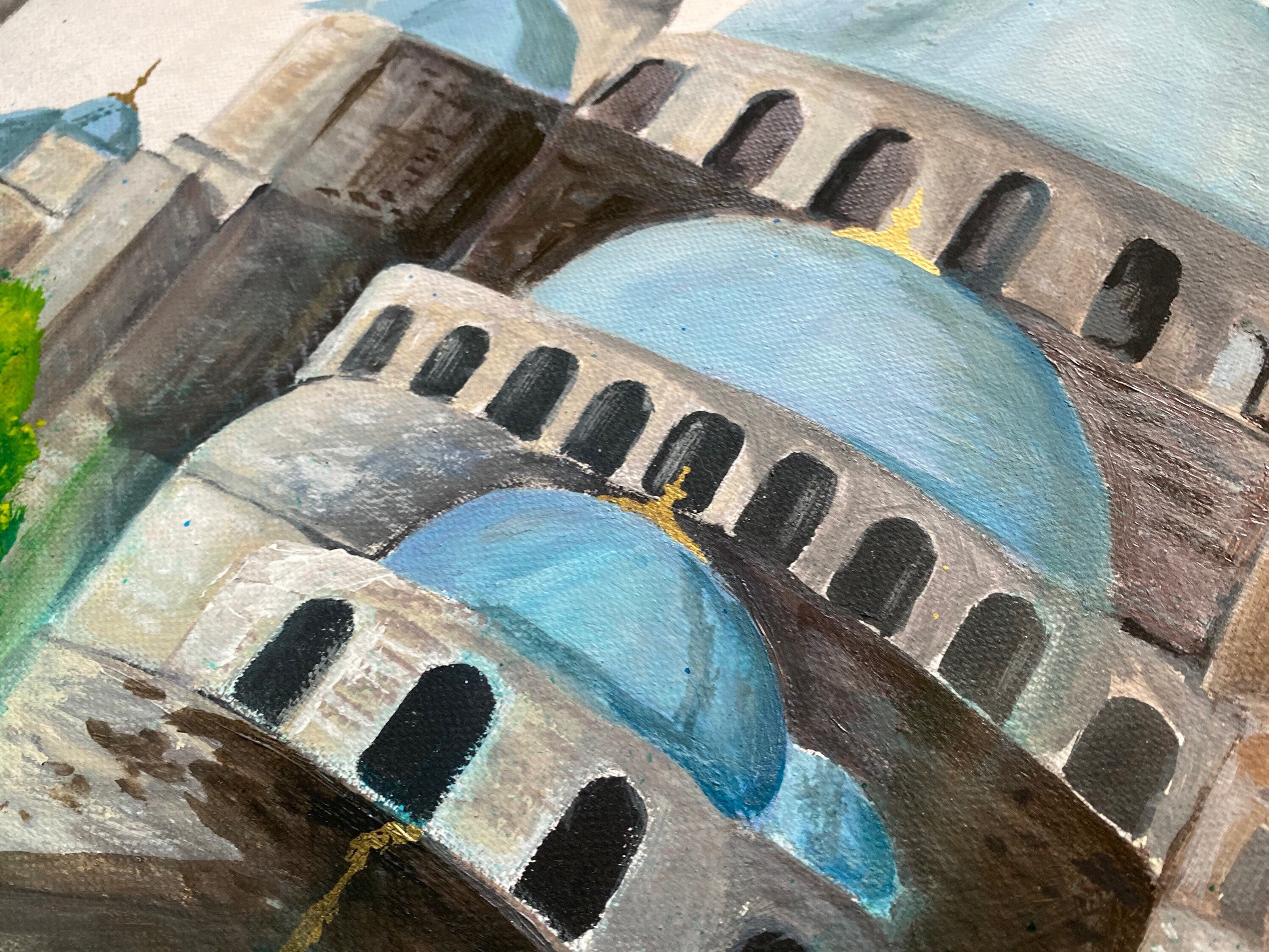 ブルーモスク イスタンブール オリジナル アクリル抽象画 - Etsy 日本