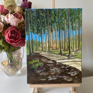 Original Oil Painting on canvas, Wall Art Spring in Forest landscape, nature landscape