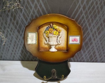 Soporte de pared para llaves de madera con 2 ganchos, decoración vintage y acogedora para el hogar.