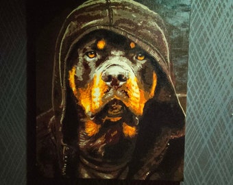 Rottweiler wall art picture,wall decor for dog lovers,brown pet,funny vet gift