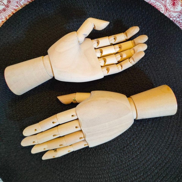 Artistic wooden mannequin 7" 18cm LEFT hand,artist model man 12",sketch mannequin,ring display,Rotating hand ornamentation,skeleton hand