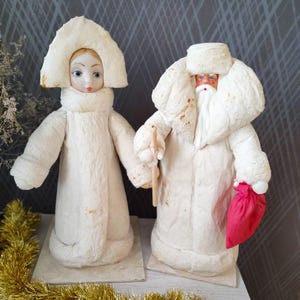 Large Vintage Santa Claus,Snow Maiden,Retro Christmas Doll,Winter Holiday Decor