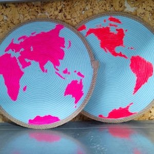 2er Set runde Planet Erde Papier Serviettenhalter für Baby und Kind / Weltall Tischständer Kinderzimmer Dekor
