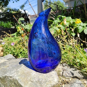 Blue vase cobalt vintage glass 10&quot;