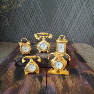 Vintage Clock miniature Art Deco Brass Watches, Collectible Timepiece