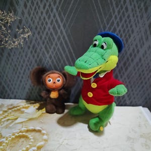 くーちゃん Cheburashka and Crocodile Gena,soviet Plush Vintage,collector Gift