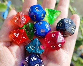 Set of 4-8-10-12-20-sided dice, Polyhedral Cubes vintage dice