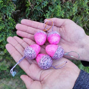 Large acorns pink set of 5 with home decor pendant 1,6&#39;&#39;