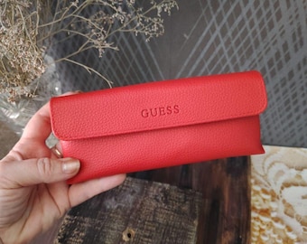 Vintage Red leather eyeglass case by Guess