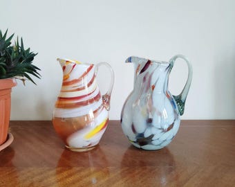 Jarra antigua de cristal de Murano con diseño en espiral, decantador soviético.