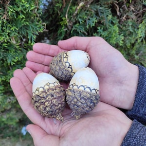 Large acorns home decor table decoration, Easter decor lot of 3 pieces