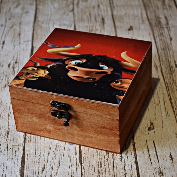 Ferdinand jewellery box, Ferdinand keepsake memory box, Kid home decor box, gift wooden box, birthday gift box, personalized custom wood box
