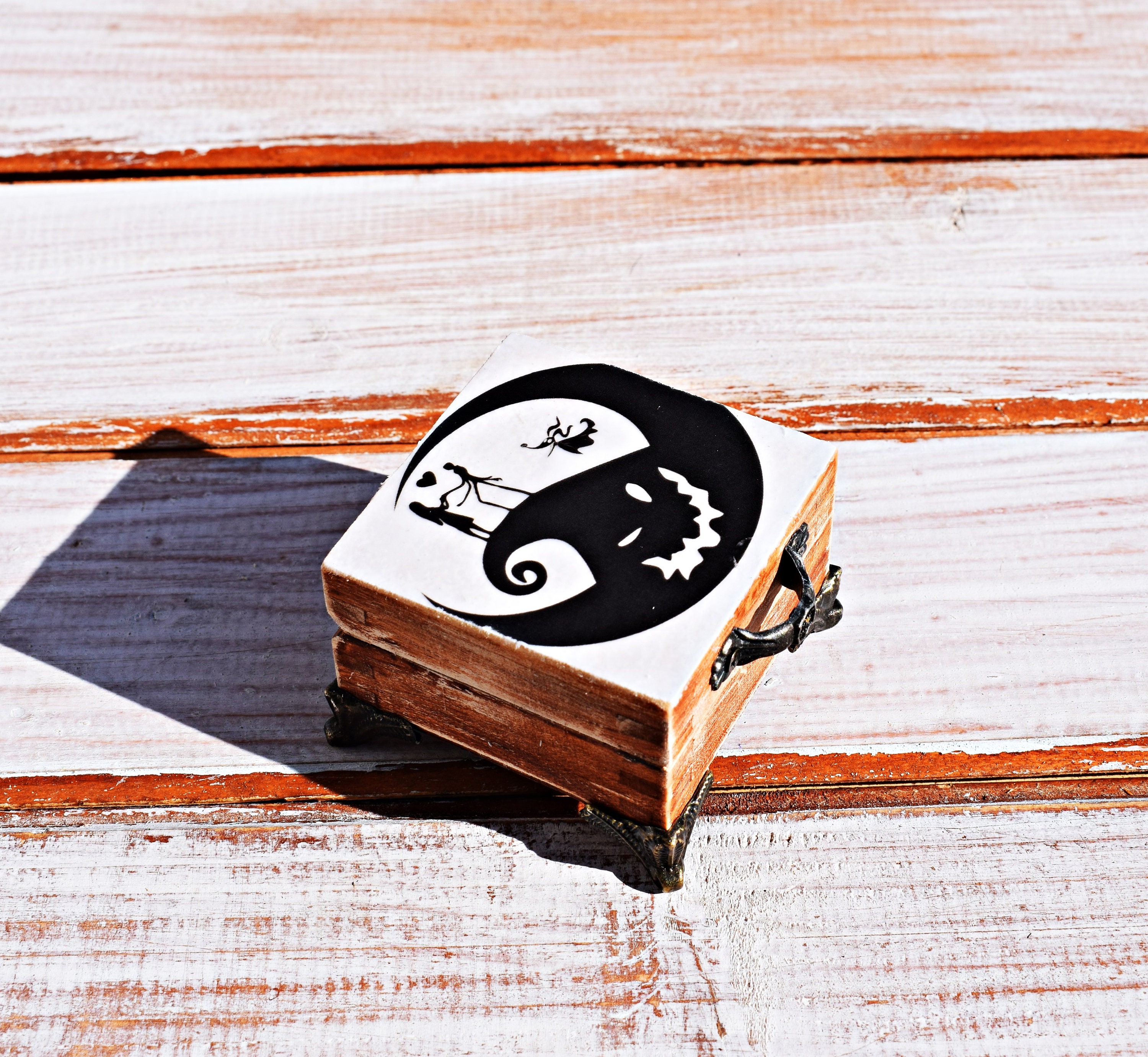 Jack and Sally Engraved Proposal Box, Jack Skellington Wedding Ring Box