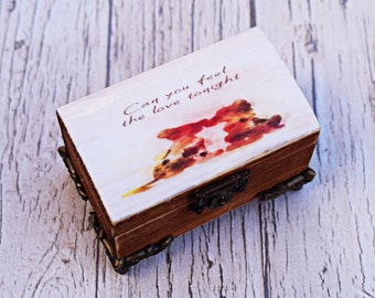 Simba and Nala Disney ring box, Lion King wedding proposal box, engagement ring box, ring bearer box, Disney wedding wooden bearer pillow