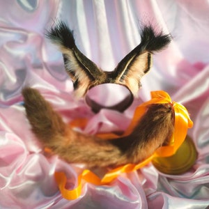 Caracal Ears Tail, Lynx, Bobcat, Bob Cat Faux fur Fantasy Petite Animal Costume Ears Big Floppa Character Cosplay