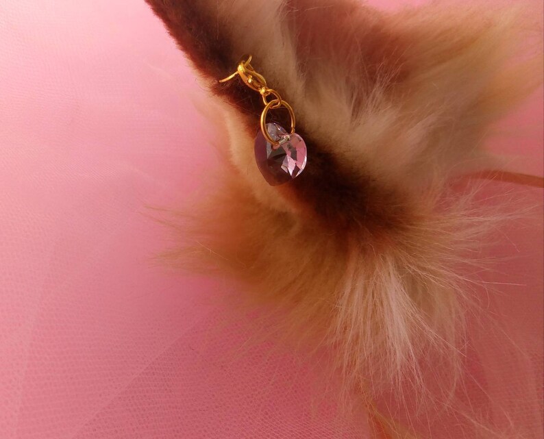 beige ears and collar Heart Crystal ears and collar