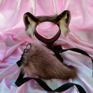 Round Ears, Tail, Heart, Black Bow Red Bow Star Bell Charm Yokai Tanuki Bear Mouse Bush Dog Quokka Skunk Pika Koala Faux Fur Animal Costume