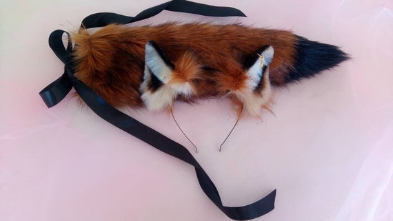 Gold/Tan Furry Fox Tail and/or Ears Cosplay Accessories 
