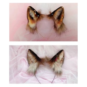Ears Brown Fox Timber Wolf Husky ears Kitsune Headband German shepherd wolfish Flopped ears Puppy Girl Dog Cosplay  Faux fur Animal Costume
