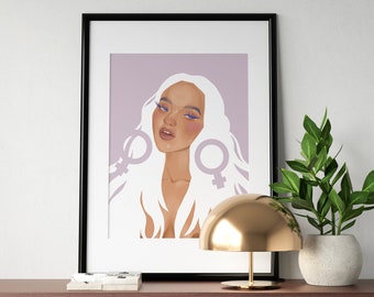 Lavender Feminist Beauty purple Fine Art Print Lilac Feminism Original Art