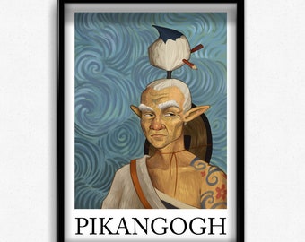 Pikangogh Breath of the Wild Zelda Inspired Travelling Artist BOTW Hyrule Painter Mashup Funny Joke Van Gogh Fan Art Link Poster Fine Print