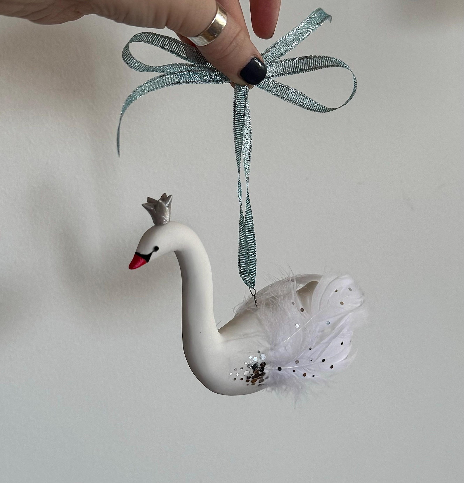 Handmade Swan Ornament Artisan Original Christmas Window Decoration ...