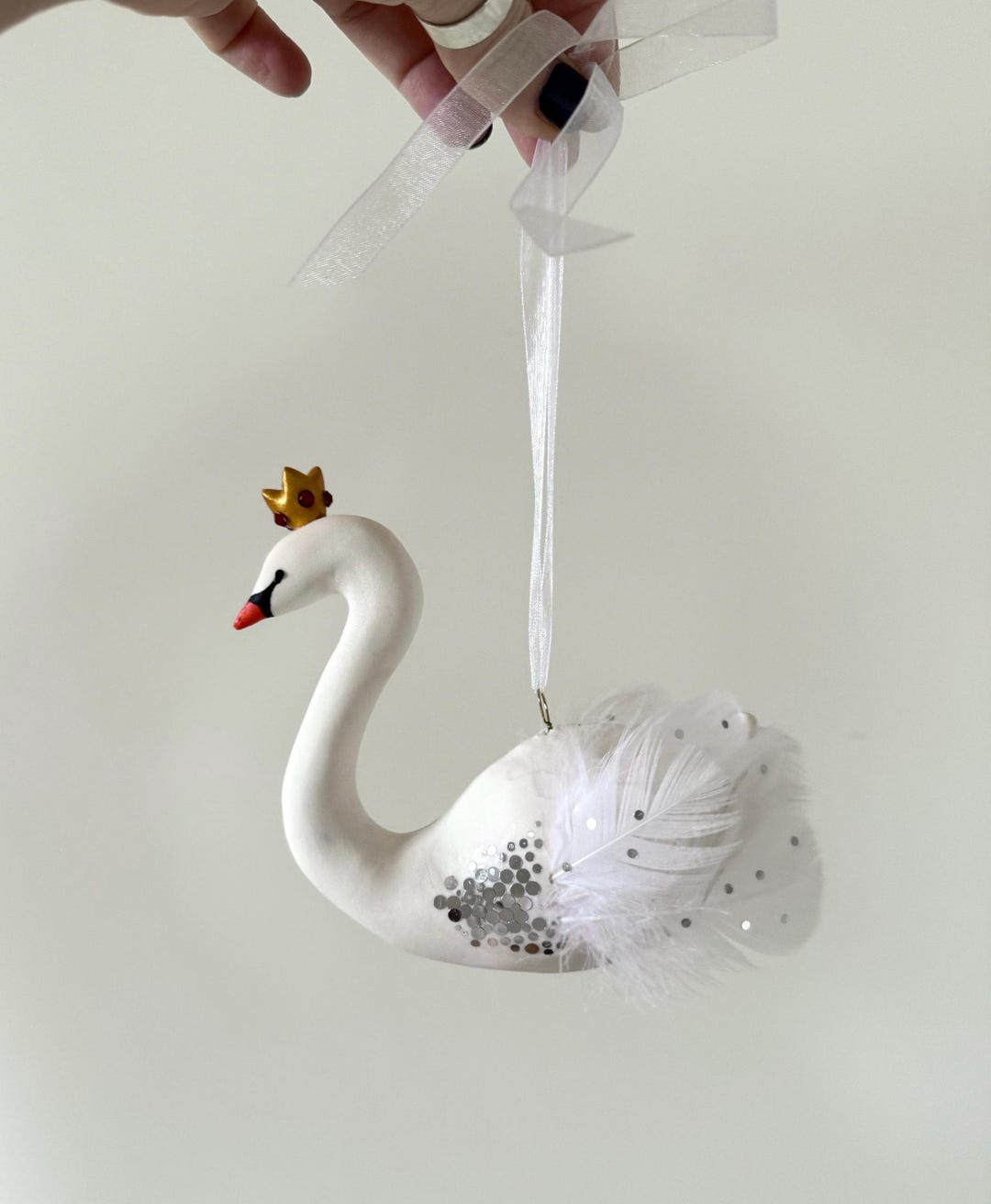 Handmade Swan Ornament Artisan Original Christmas Window Decoration ...