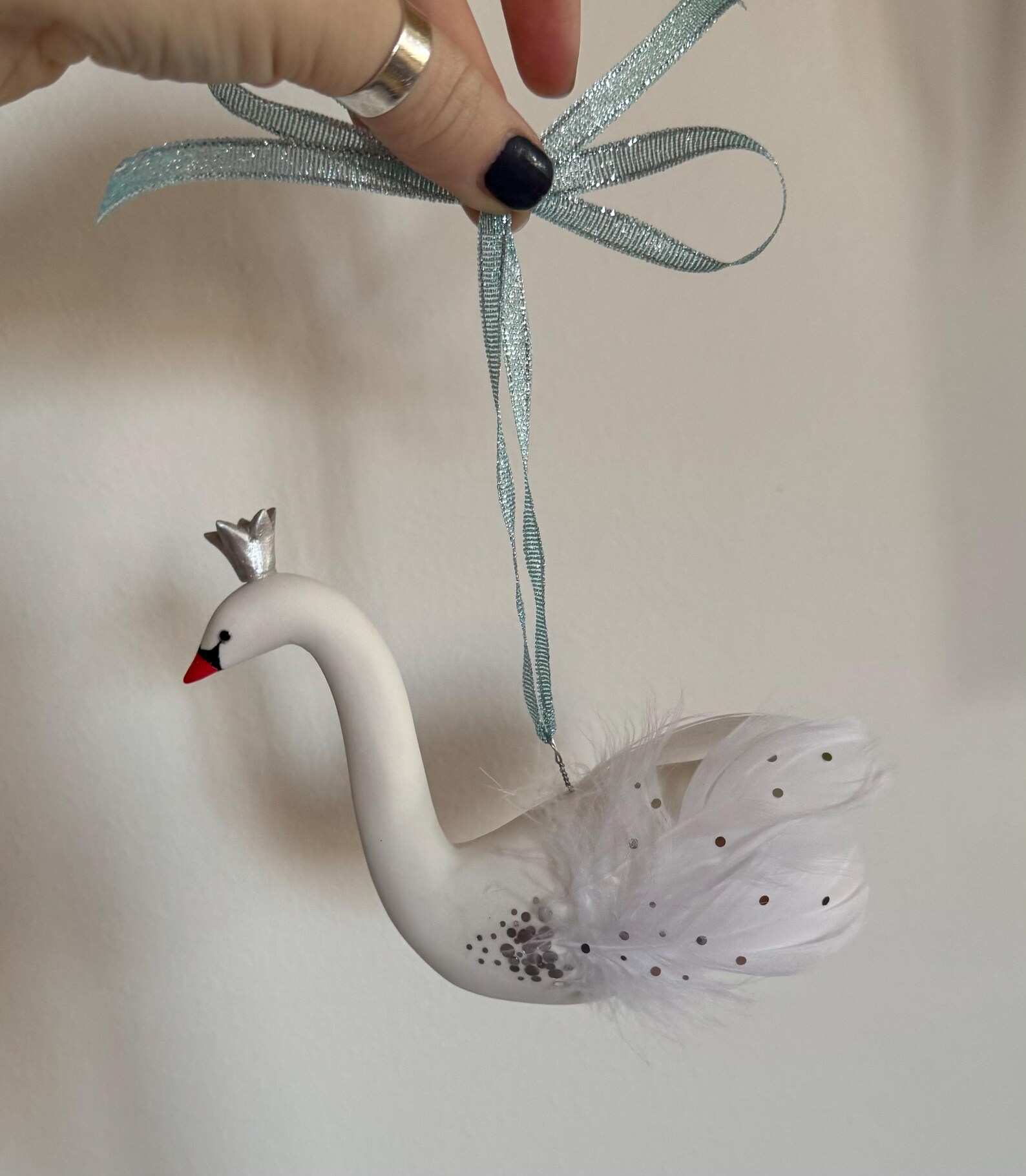 Handmade Swan Ornament Artisan Original Christmas Window Decoration ...