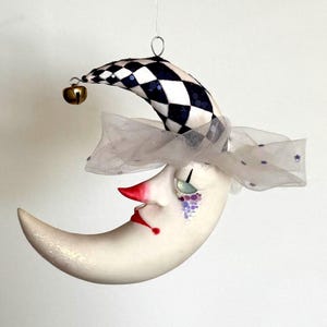 Lua de Palhaço Artesanal Ornamento Decorativo Lua Crescente Umas