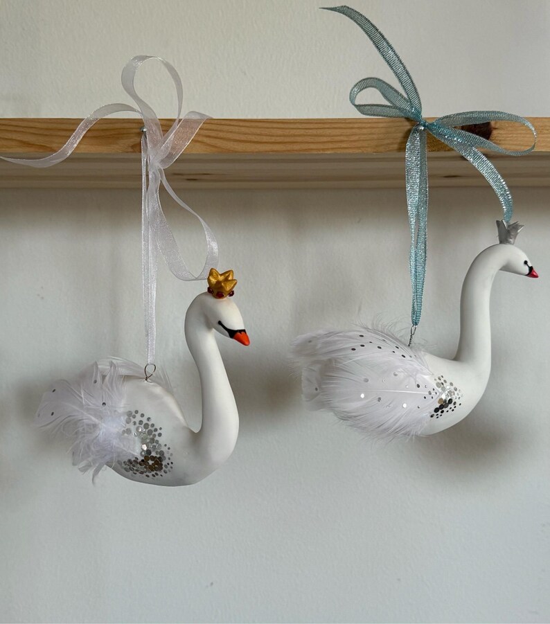 Handmade Swan Ornament Artisan Original Christmas Window Decoration ...