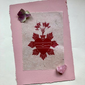 Sacred heart lino print