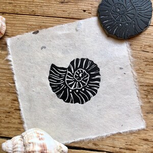 Mini Ammonite fossil linocut print image 6