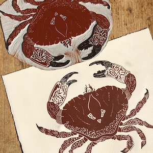 Crab Linocut print, limited edition. Wall art, home decor, ocean creature