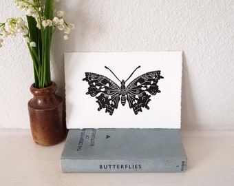 Comma butterfly lino print. Wall art, home decor