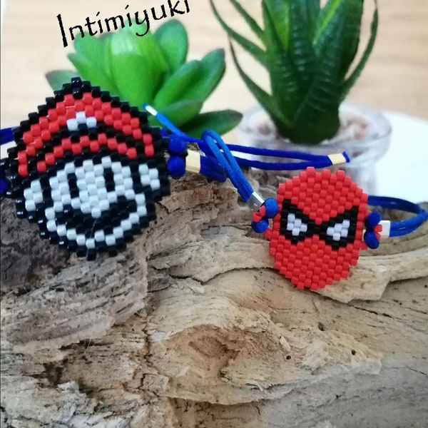 Bracelet Mario Spiderman, bracelet pat patrouille, fait main, bracelet coulissant, bracelet boy,child bracelet,gift,bracelet en perle,bijou