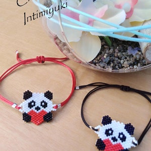 Miyuki panda bracelet valentine&#39;s day adjustable pearl bracelet handmade bracelet love black white red women&#39;s bracelet children&#39;s bracelet