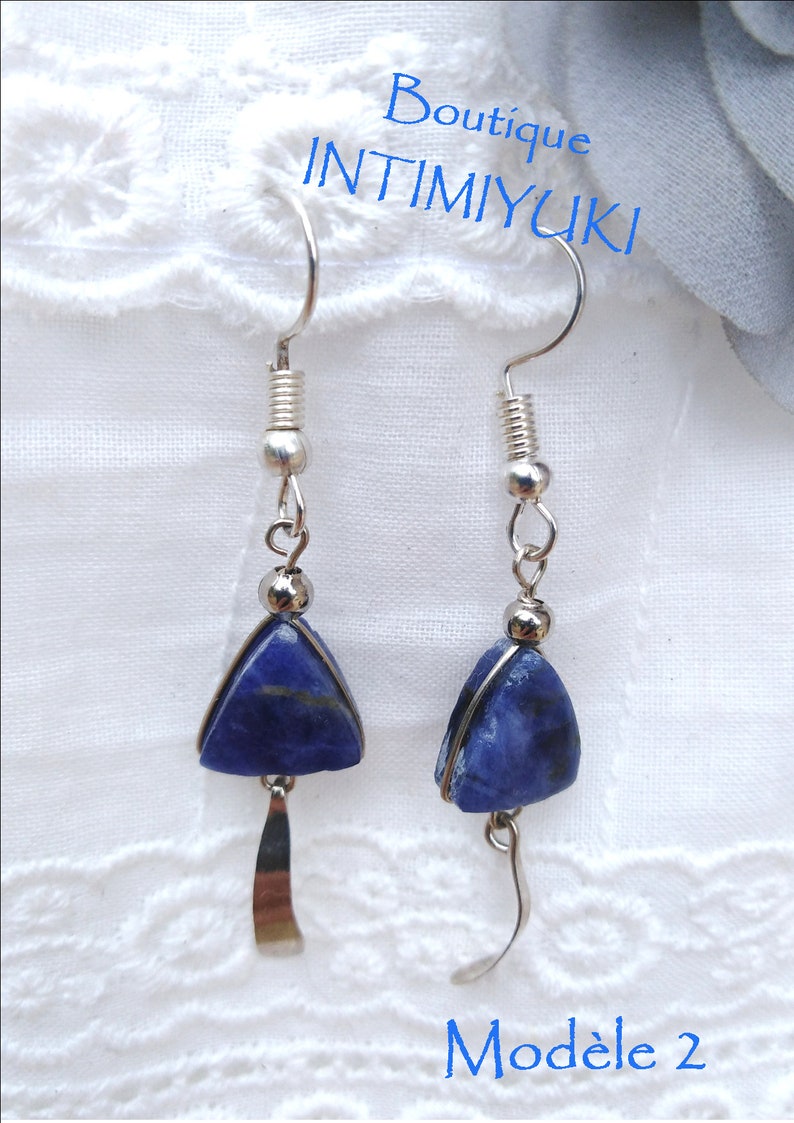handmade earring stone earring Peruvian earring chrysoglue earring Sodalite earring jewelry